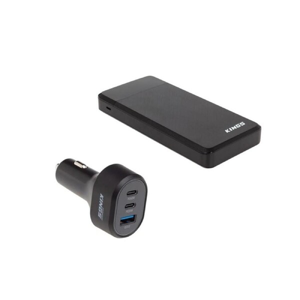 Kings 20,000 mAH Lithium Portable Power Bank + AC USB Adapter - 85 Watt