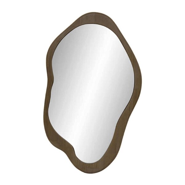 Willow & Silk 90cm Mid-Century Asymmetric Wood- Framed Wall Mirror 54x3x90cm