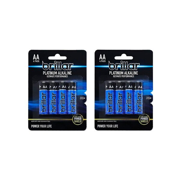 8 Pcs Brillar AA Platinum Alkaline Batteries