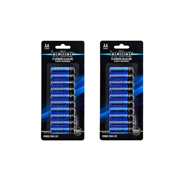 20 Pcs Brillar AA Platinum Alkaline Batteries