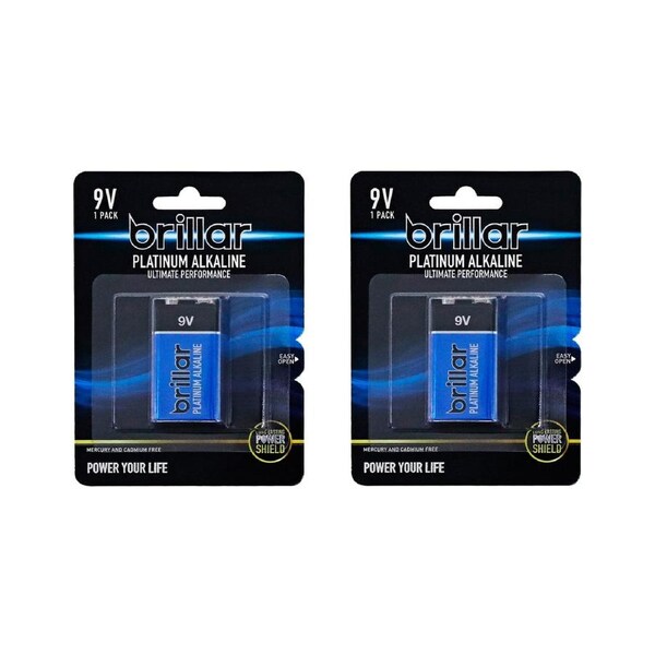 2 Pcs Brillar 9V Platinum Alkaline Battery