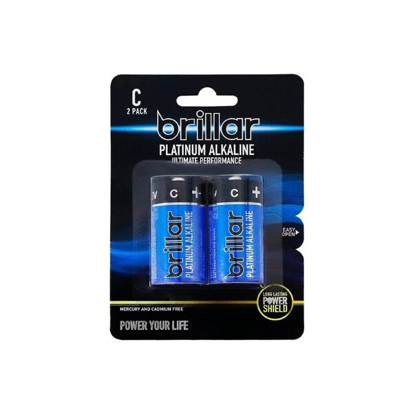2 Pcs Brillar C Platinum Alkaline Batteries