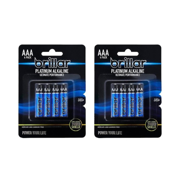 8 Pcs Brillar AAA Platinum Alkaline Batteries