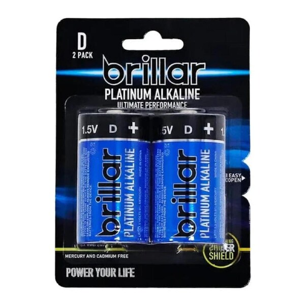 2 Pcs Brillar D Platinum Alkaline Batteries
