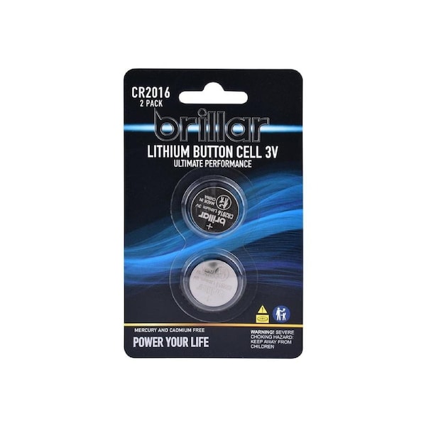 2 Pcs Brillar CR2016 Lithium Button Cell