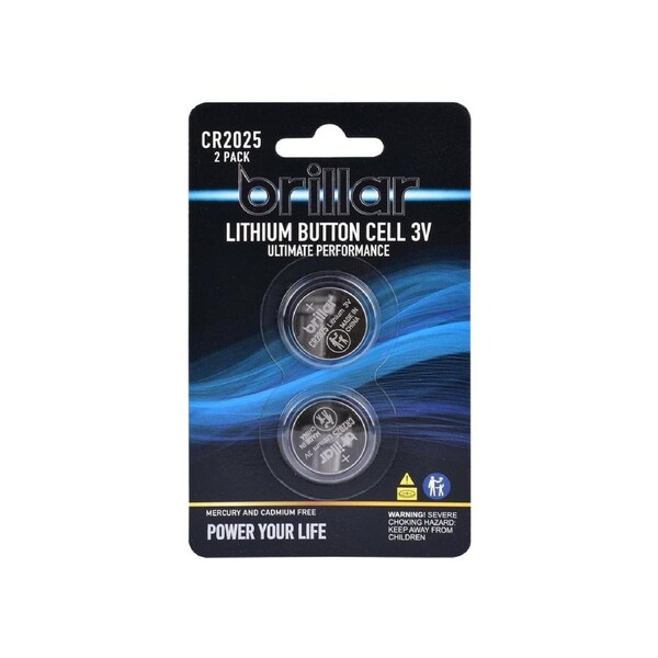 2 Pcs Brillar CR2025 Lithium Button Cell