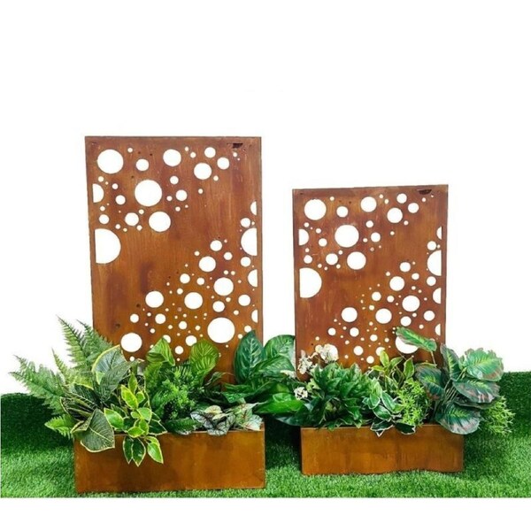 Willow & Silk Set/2 Nested Floor/Wall Laser-cut 'Circles' Planters 50x20x95/45x15x80cm