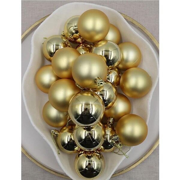 GOLD Christmas Baubles 70mm Gloss Matt 24 Pack