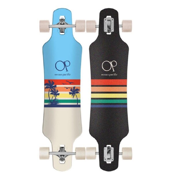 Ocean Pacific Sunset Drop Through Complete Longboard Blue/Off White 9.75in