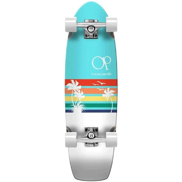 Ocean Pacific Sunset Cruiser Complete Skateboard Sports Deck Teal/white 8.75in