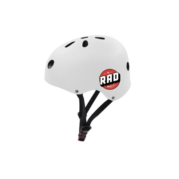 Rad Board Co Skate Helmet Street/Park Skateboard Sports Head Gear MED White