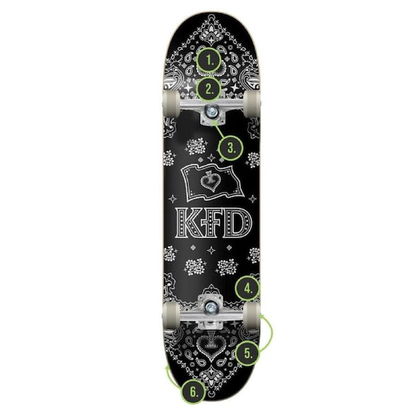 KFD Complete Skateboard Sports Deck Young Gunz Checker Ransom White 7.75in