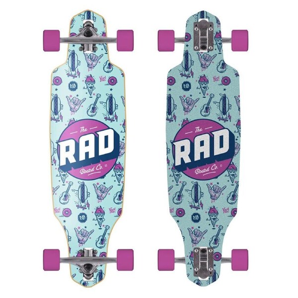 Rad Board Co Complete Drop Through Longboard Sports Deck Purple Wallpaper 9in