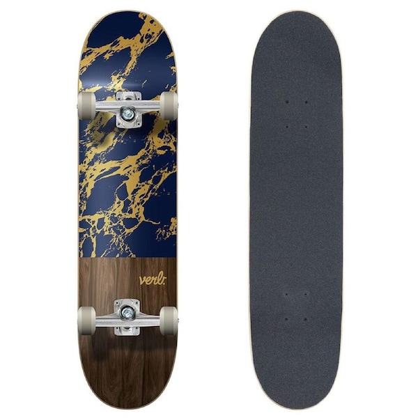 Verb Complete Skateboard Sports Deck Progressive Marble Dip Navy/Gold 7.75in