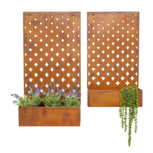 Willow & Silk Set/2 Nested Floor/Wall Laser-cut 'Symmteric' Planters 50x20x95/45x15x80cm