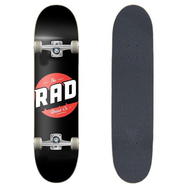 Rad Board Co Complete Skateboard Sports Deck Progressive Logo Classic Black 8in
