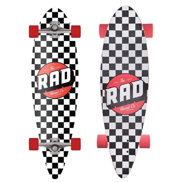 Rad Board Co Complete Pintail Mini Longboard Deck Checkers Black/White 9in