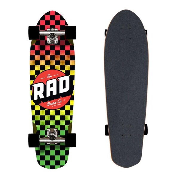Rad Board Co Cali Cruisers Checkers Complete Skateboard Rasta Fade 9.125in