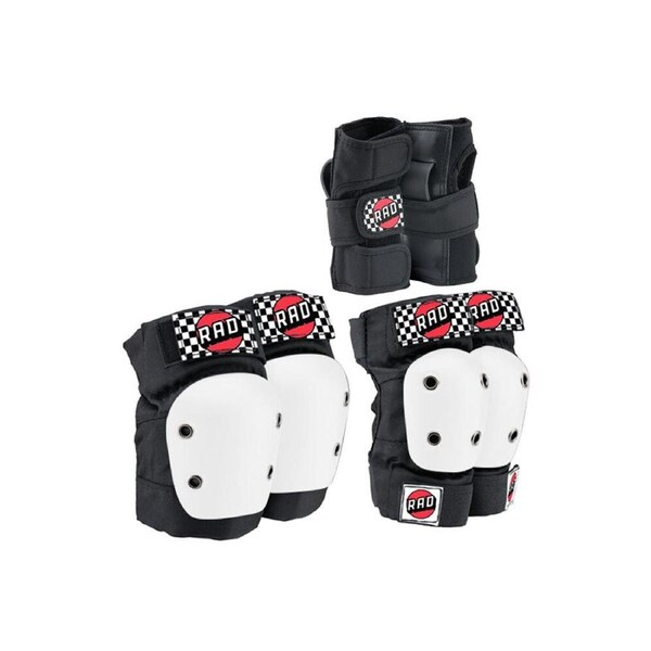 Rad Board Co Skate Wrist/Knee/Elbow Protective Pad Set Street Park White Medium