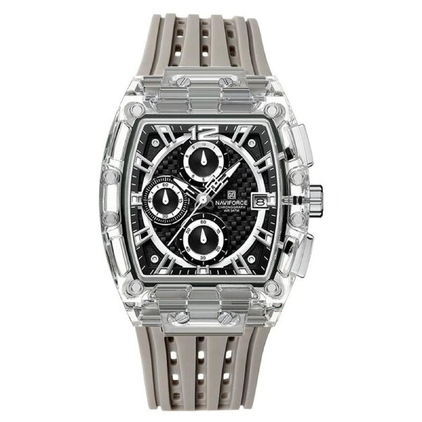 Chronograph Sports Watch – 5ATM Waterproof, Silicone Band, Multifunction Fashion Wristwatch