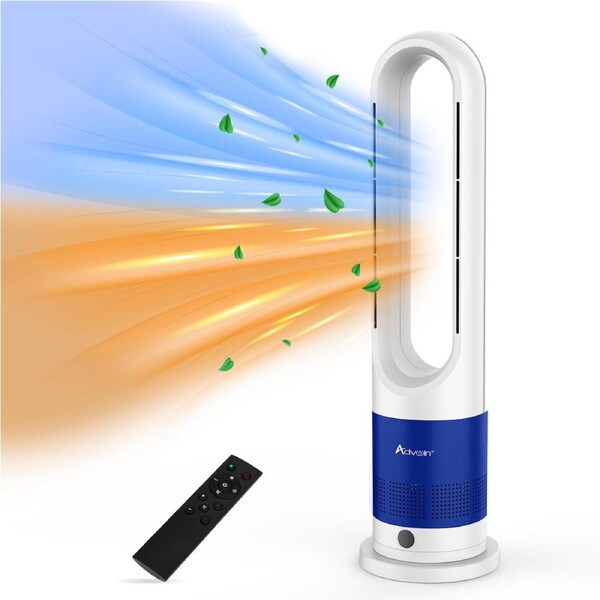 Advwin Bladeless Tower Fan, 2 in 1 Electric Fan Heater with 8 Speeds, Portable Oscillation Fan for Room Bedroom Office Use