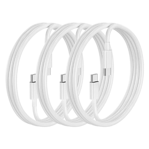 [3-Pack] 60W USB Type C to C Cable Fast Charging 2m/6FT Compatible with MacBook, Laptop, Samsung, iPad, Android Phones