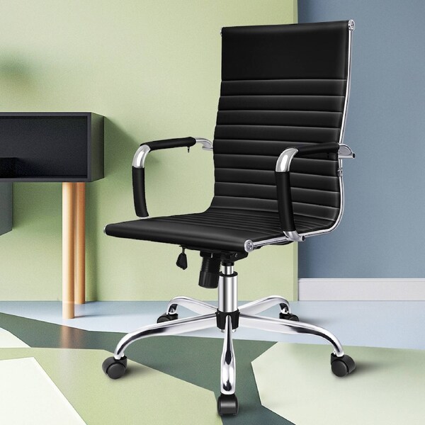 ALFORDSON Office Chair with Mid/High Back Design Black (High Back)
