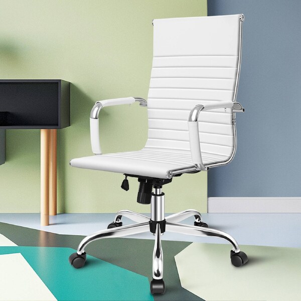 ALFORDSON Office Chair with Mid/High Back Design White (High Back)