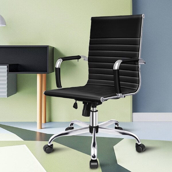 ALFORDSON Office Chair with Mid/High Back Design Black (Mid Back)