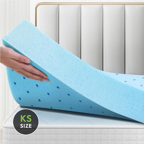 STARRY EUCALYPT 8cm Memory Foam Topper Cool Gel Ventilated Mattress Bed Bamboo Underlay Queen