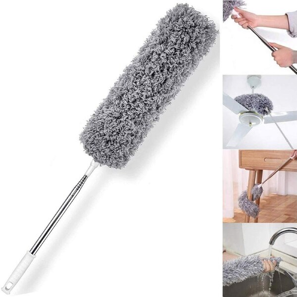Microfiber Feather Duster With Extendable Pole, 30-100 Inches Extra Long Cobweb Cleaner for Cleaning High Ceiling, Fan, Cobweb, Gap, Furniture, Car