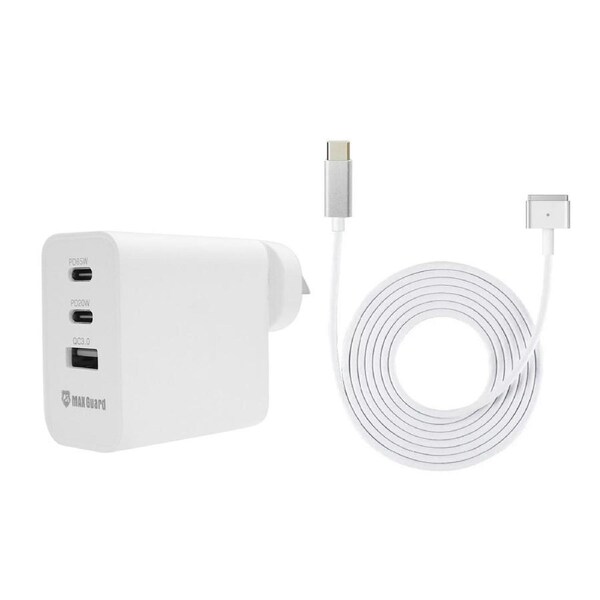 Maxguard 65W Three Port Fast Charger + Magsafe 2 Cable Laptop Charger