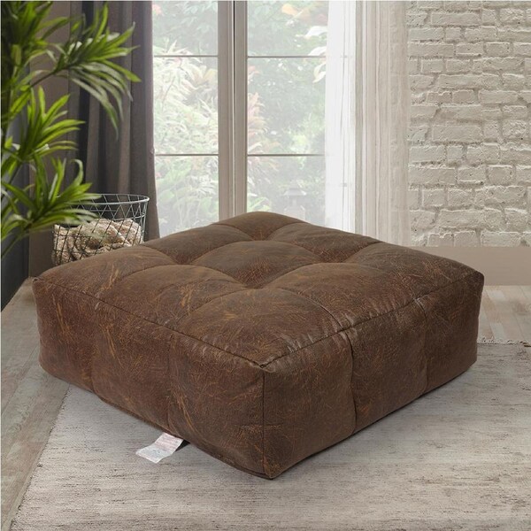 Marlow Modular Bean Bag Cover PU Leather Retro with Optional Filler Model 6-Brown PU seat bag