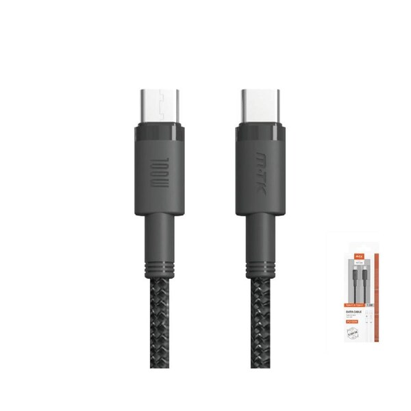 Type-C To Type-C Braided Cable 1.5m 100W Sync Charge Laptop Smart Phone USB C Black TB1306
