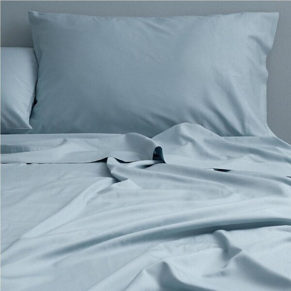 Canningvale Carrara Fitted Sheet Set Alessia Bamboo Cotton Blue Queen