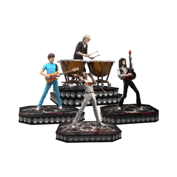 Set of 4 10" Queen Rock Iconz Statue Collectible Action Figure