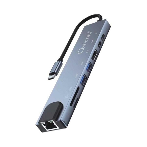 Oxhorn SuperSpeed 8-in-1 USB C to HDTV Adapter Hub 1xHDMI 4K 1xEtherneLAN 2 xUSB