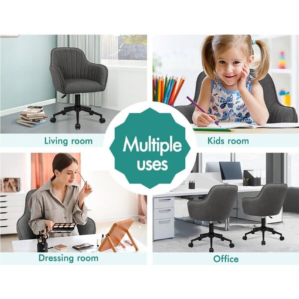ALFORDSON Office Chair Fabric Swivel Armchair Computer Adult Kids Alvis Series Light Grey