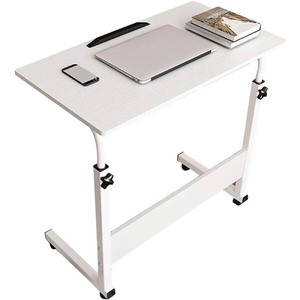 Adjustment Portable Table Height Adjustable Folding Sofa Side Desk Multifunction Snack Laptop TV Tray Bed Table White