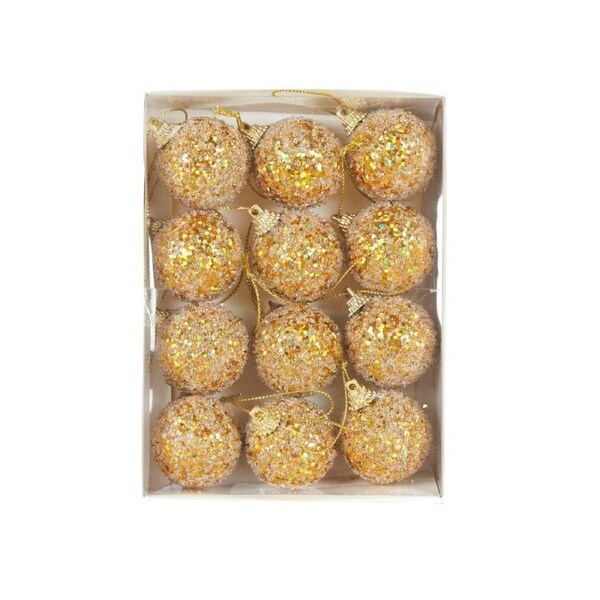 Mini Gold Sugar Baubles 12Pk 4cm