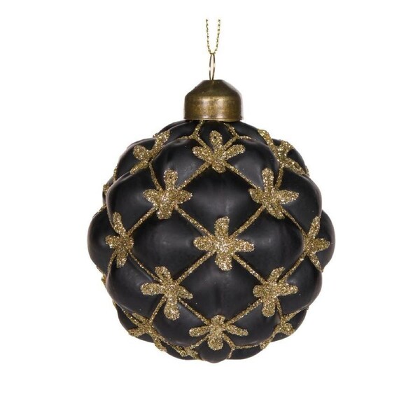 Matte Black Chesterfield Bauble 8cm