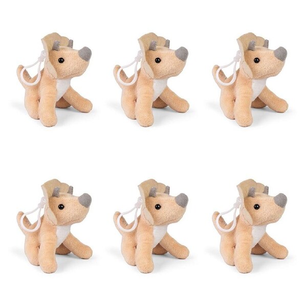 6PK Living Nature Clips Dinosaurs Plush Animals Soft Toy Keychain Assorted 3y+