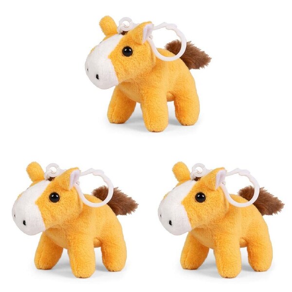 3PK Living Nature Clips Farm Plush Animals Clip-On Toy Keychain Assorted 3y+