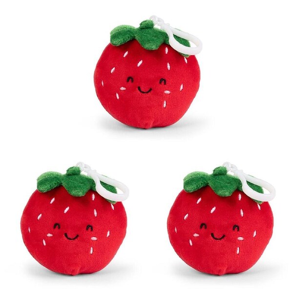 3PK Living Nature Clips Fruit Plush Fruit Soft Clip-On Toy Keychain Assorted 3y+