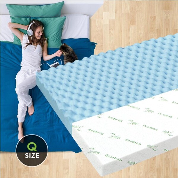 8cm Memory Foam Mattress Toppers Underlays Airflow Zone Cool Gel Bamboo Cover STARRY EUCALYPT Queen