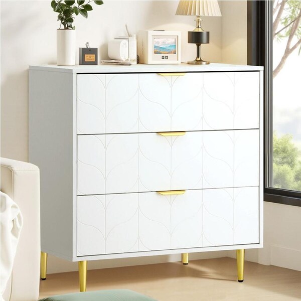 3 Drawer Dresser Lowboy Chest of Drawers Bedroom White
