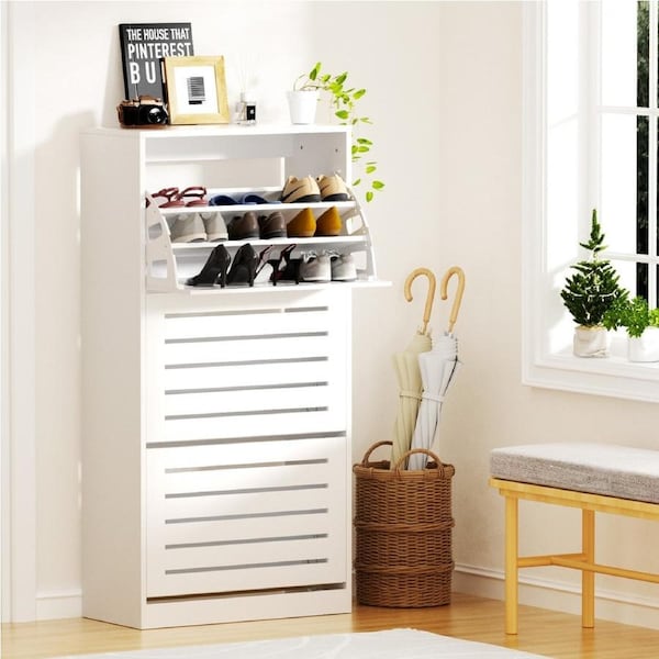 45 Pairs Artiss Shoe Rack Cabinet 3 Doors White
