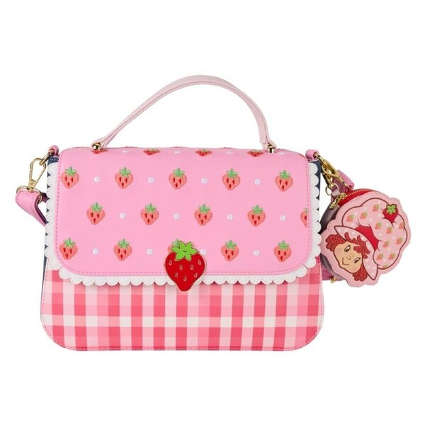 Loungefly Strawberry Shortcake Denim Gingham Crossbody Bag with Coin