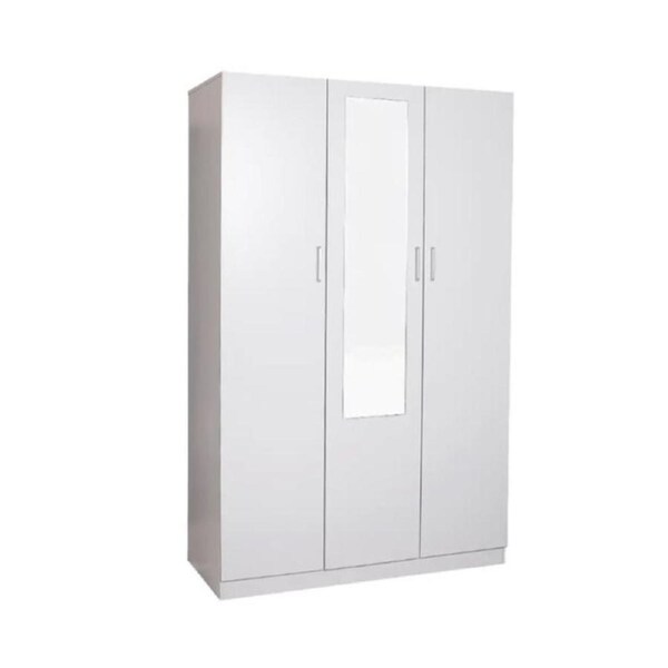 Redfern Melamine 3 Door Combo with Mirror Wardrobe White