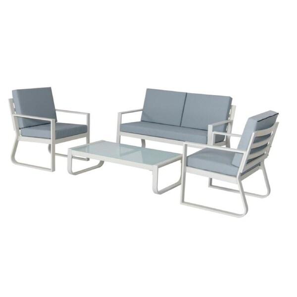 Coogee 4 Piece Aluminium Outdoor Lounge Setting White